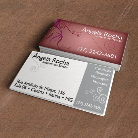 Cartão de visita Ângela Rocha Instituto de Beleza.